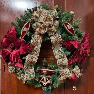 Festive Holiday Wreath with Red Accents